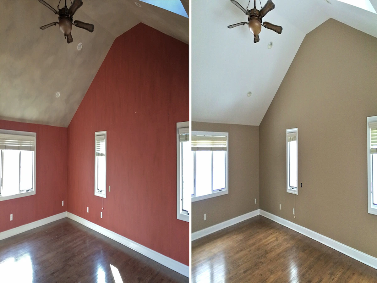 Brush Brothers bedroom interior painting before and after in Northwest Arkansas
