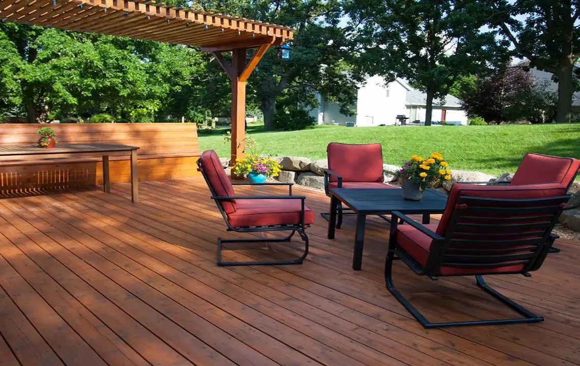 Deck Staining in Siloam Springs AR -- before and after by Brush Brothers Painting